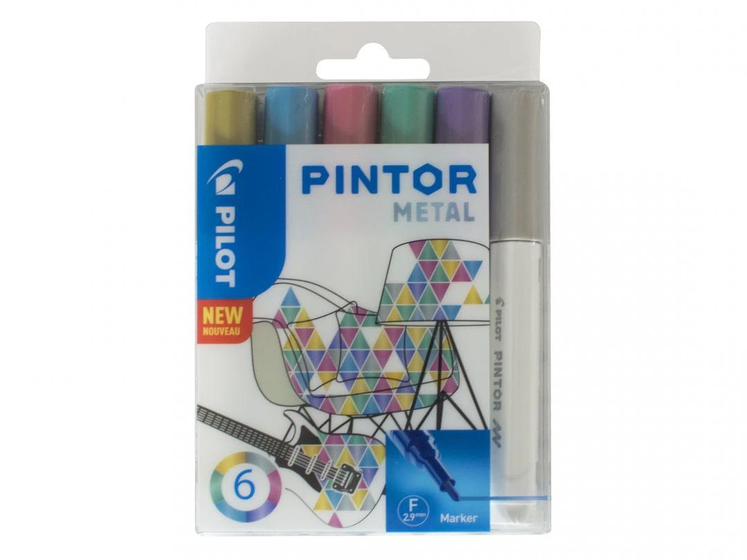 Pilot Pintor metalo efekto žymekliai, 6 spalvų komplektas