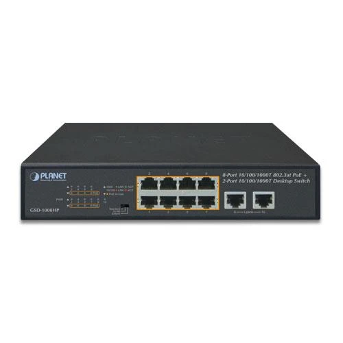 Šakotuvas Switch PoE Planet GSD-1008HP (10x 10/100/1000Mbps)