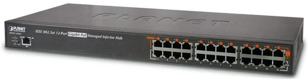 Šakotuvas Planet 12-Port Gigabit IEEE 802.3at PoE+ Managed Injector Hub (360 vatų)