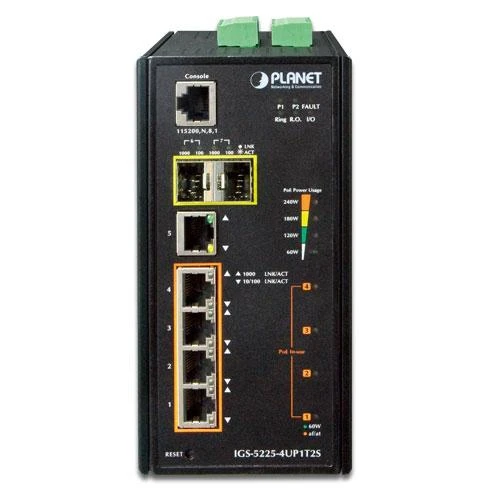 Šakotuvas Jungiklis Planet IP30 Industrial L2/L4 4-Port IGS-5225-4UP1T2S