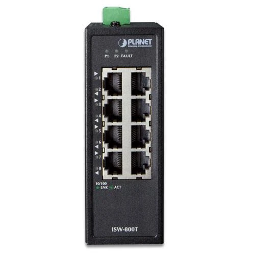 Šakotuvas PLANET ISW-800T tinklo komutatorius Ne-valdomas L2 Fast Ethernet (10/100) Mėlyna