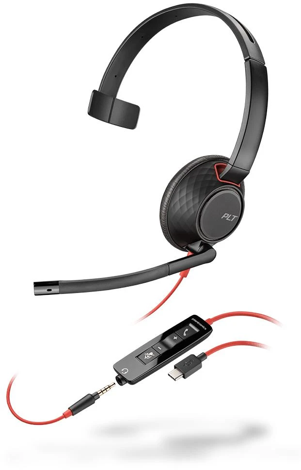 Poly Blackwire C5210 vienpusės ausinės su pulteliu