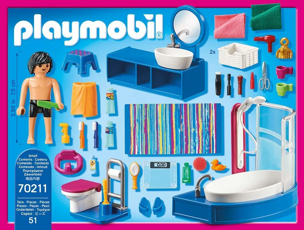 Playmobil Dollhouse 70211 Vonios kambarys su stumdoma vonia