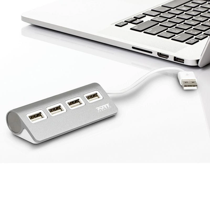 Port Designs USB šakotuvas, pilkas, 4 prievadai