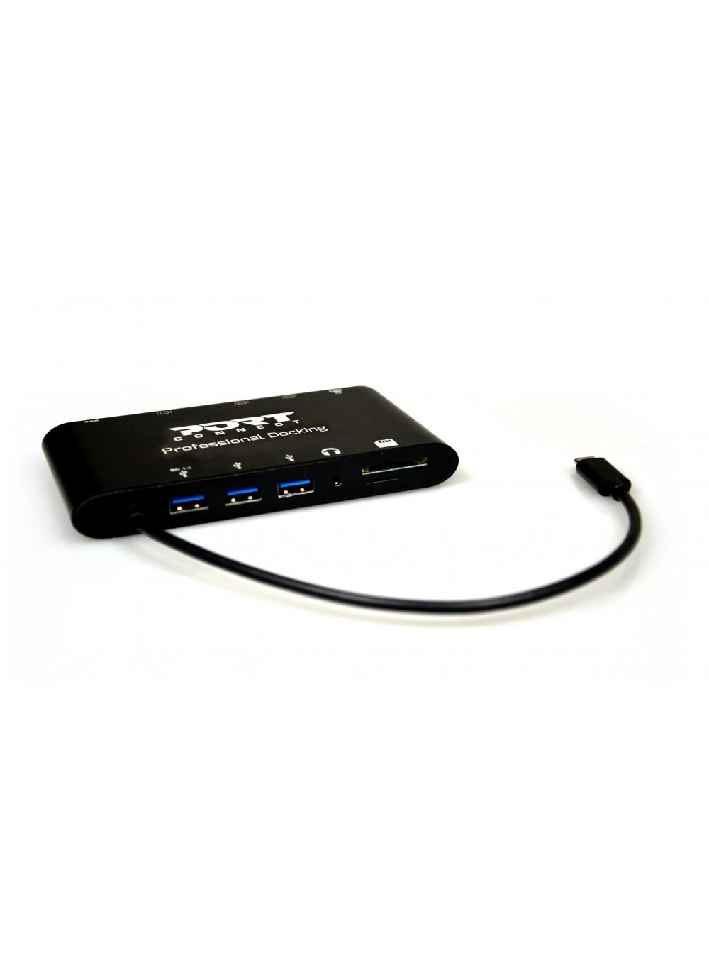 PORT DESIGNS DOKINGAS C TIPO TRAVEL 1 X 4K ++ Ethernet LAN (RJ-45) jungtys 1, VGA (D-Sub) jungtys 1 kiekis, USB 3.0 (3.1 Gen 1) jungtys 3 kiekis, HDMI jungtys 1 kiekis, USB 3.0 ( 3.1 Gen 1) C tipo jungtys 1 kiekis