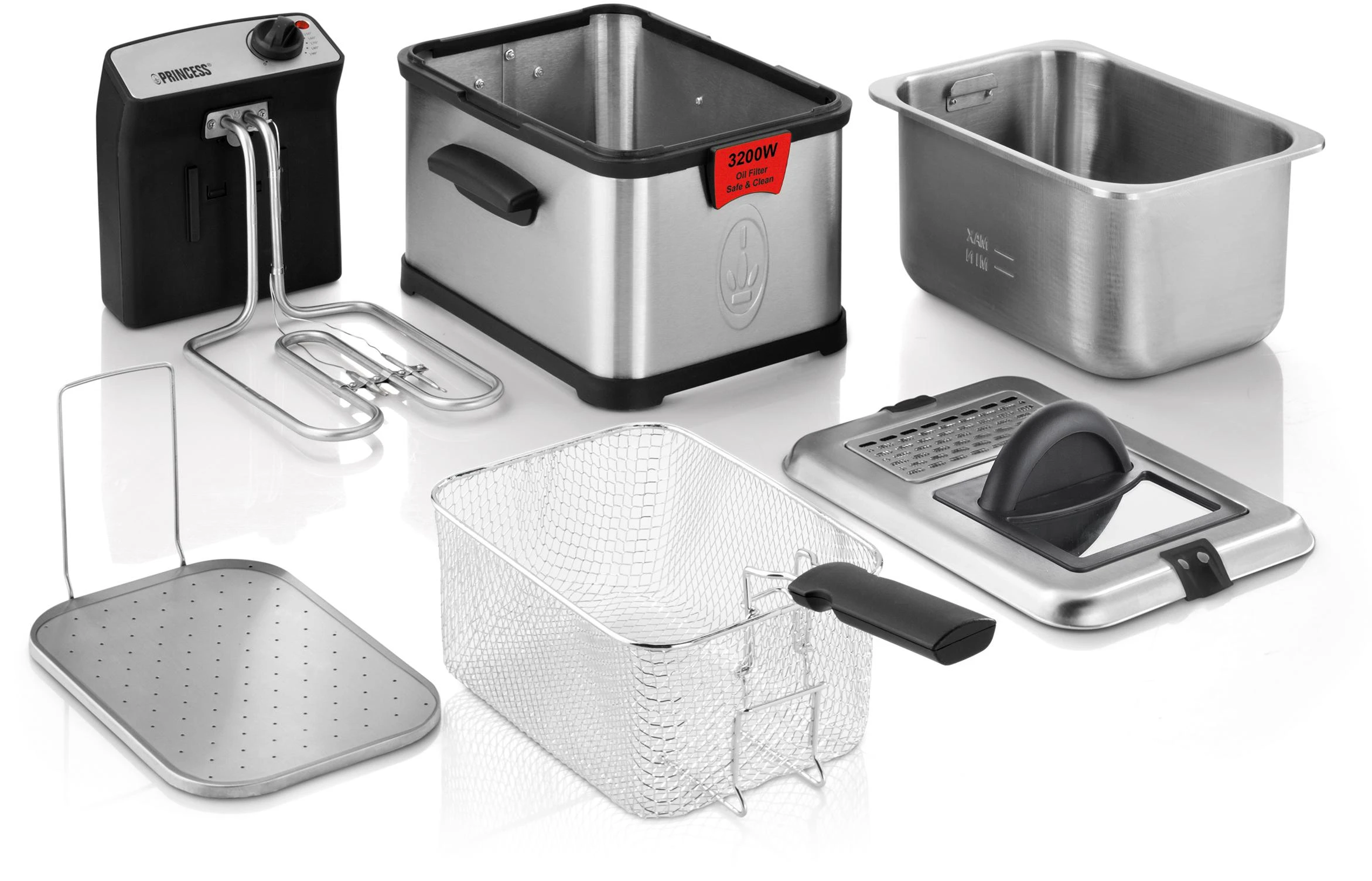 Princess 183001 „Superior Fryer“ 3200 vatų, gruzdintuvė, 3 l, 0,6kg, 190 °C, vienguba, juoda, nerūdijantis plienas