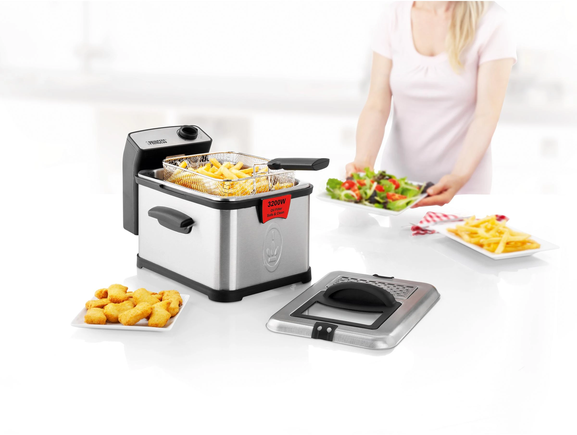Princess 183001 „Superior Fryer“ 3200 vatų, gruzdintuvė, 3 l, 0,6kg, 190 °C, vienguba, juoda, nerūdijantis plienas