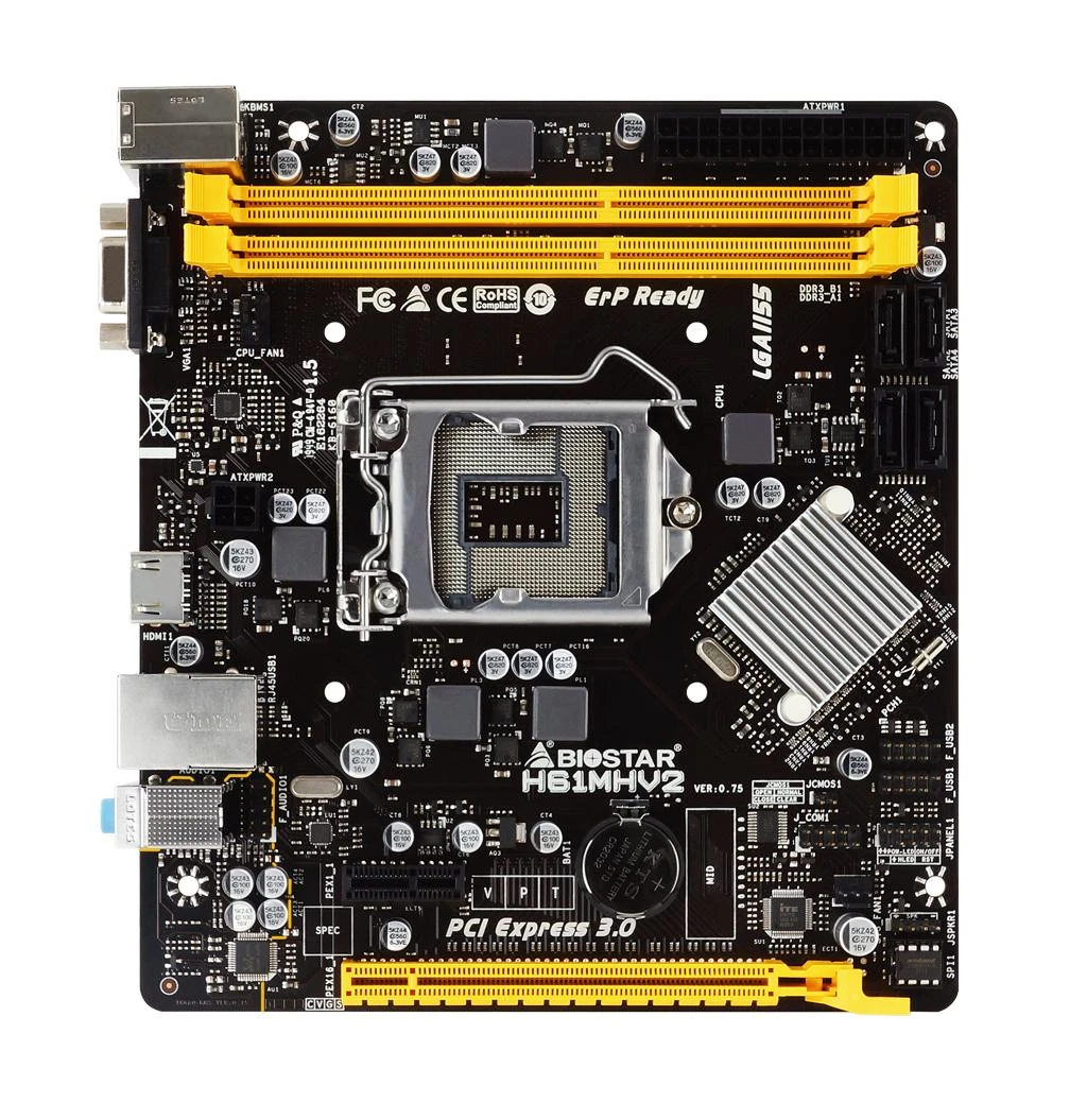 Pagrindinė plokštė Biostar H61MHV2/LGA 1155/Micro-ATX/Intel H61