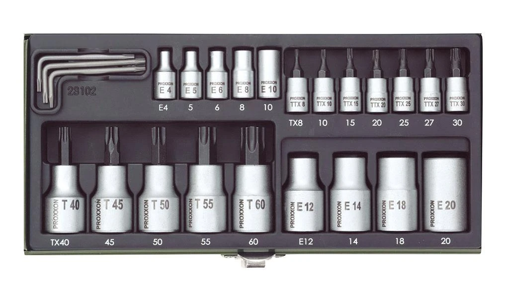 Galvučių rinkinys 1/4"+1/2" TX PROXXON