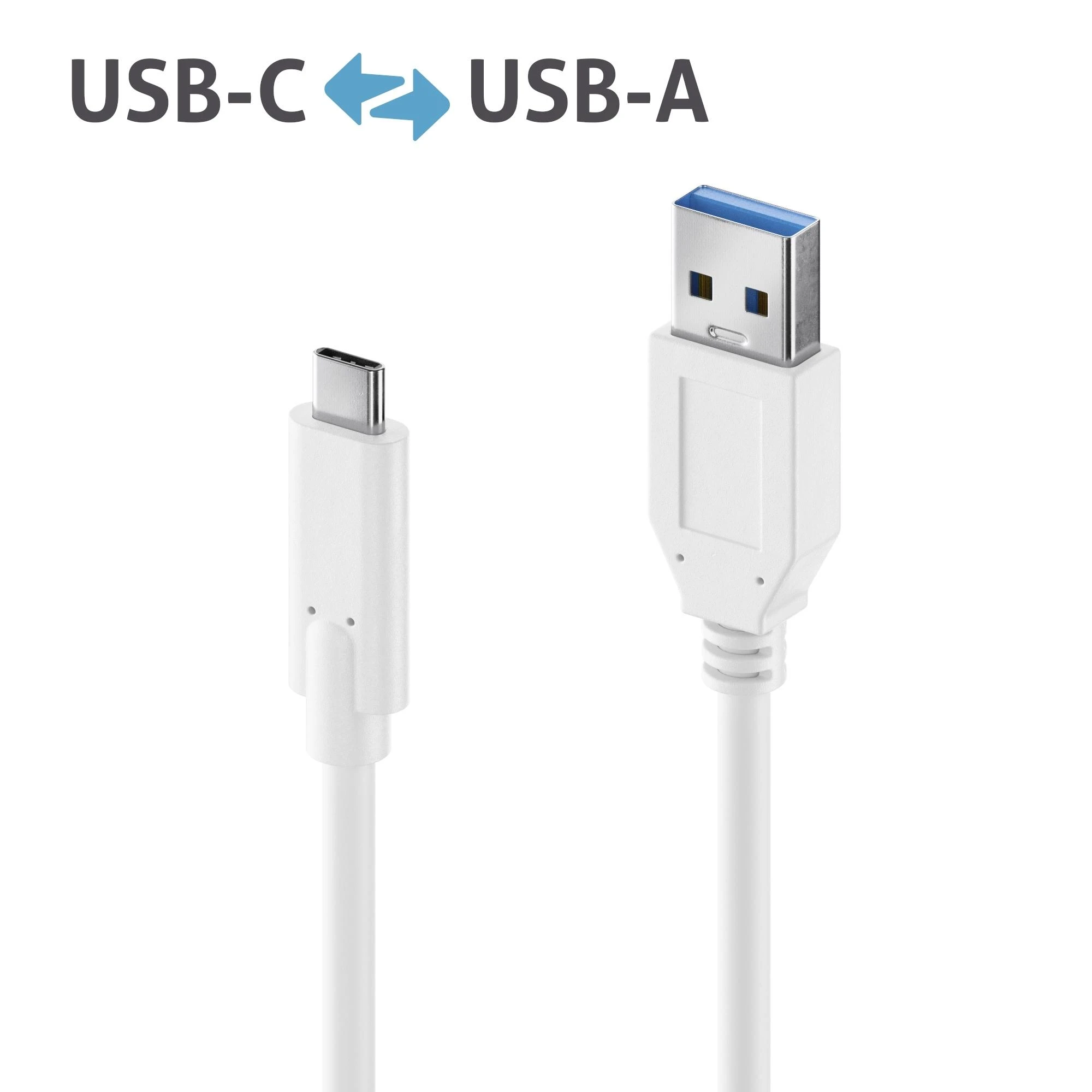 PureLink USB-C į USB-A laidas – 3.1 Gen 2, 3A, 10G – iSeries – baltas – 1,00 m