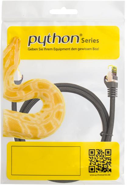 Python Series PYTHON 8070PY-015S - 1.5 m - Cat6a - SF/UTP (S-FTP) - RJ-45 - RJ-45 - Juodas