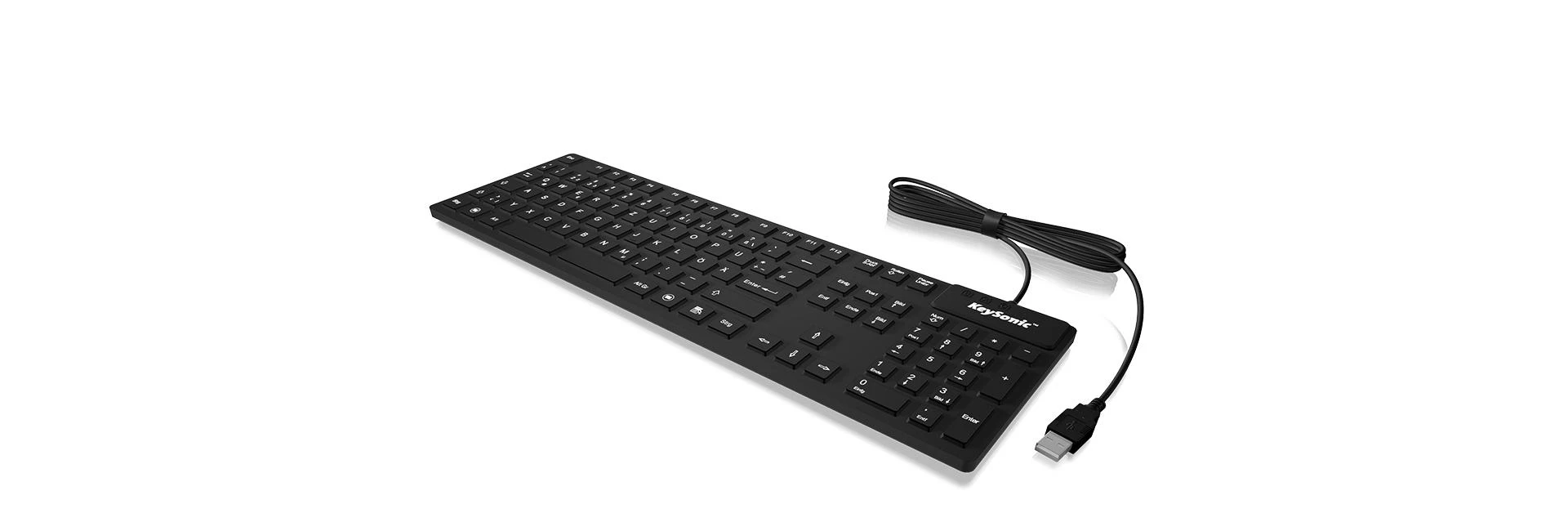 Icy Box KeySonic klaviatūra waterproof, USB 2.0, industrial IP68, Juodas
