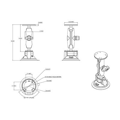 Ram Mounts UNPKD RAM SUCTION MOUNT TWIST LOCK