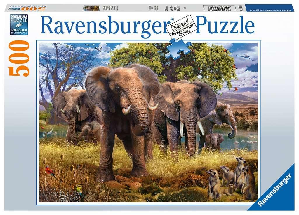 Ravensburger Dėlionė 500 vnt. - Dramblių šeima aprašymas - Prekės nuotrauka