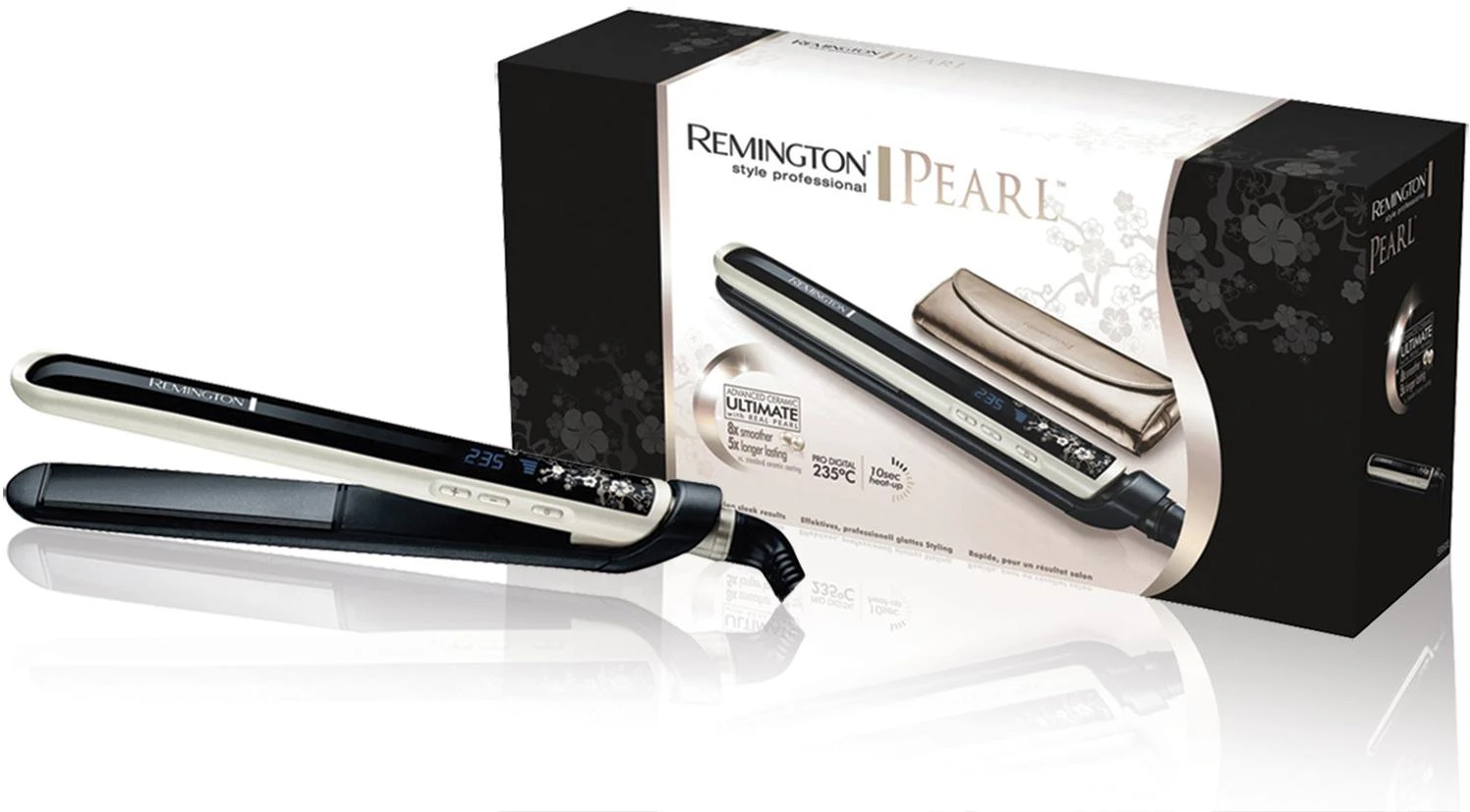 Remington | PEARL Plaukų tiesintuvas | S9500 | Garantija 24 mėn. | Ceramic heating system | Ekranas Digital display | Temperature (min) 150 °C | Temperature (max) 235 °C | Juodas