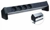 Listwa zasilająca Retex 24155804 rozdzielacz zasilania PDU 4 x gniazdo jungiama į tinklą Aliuminio, Juodas