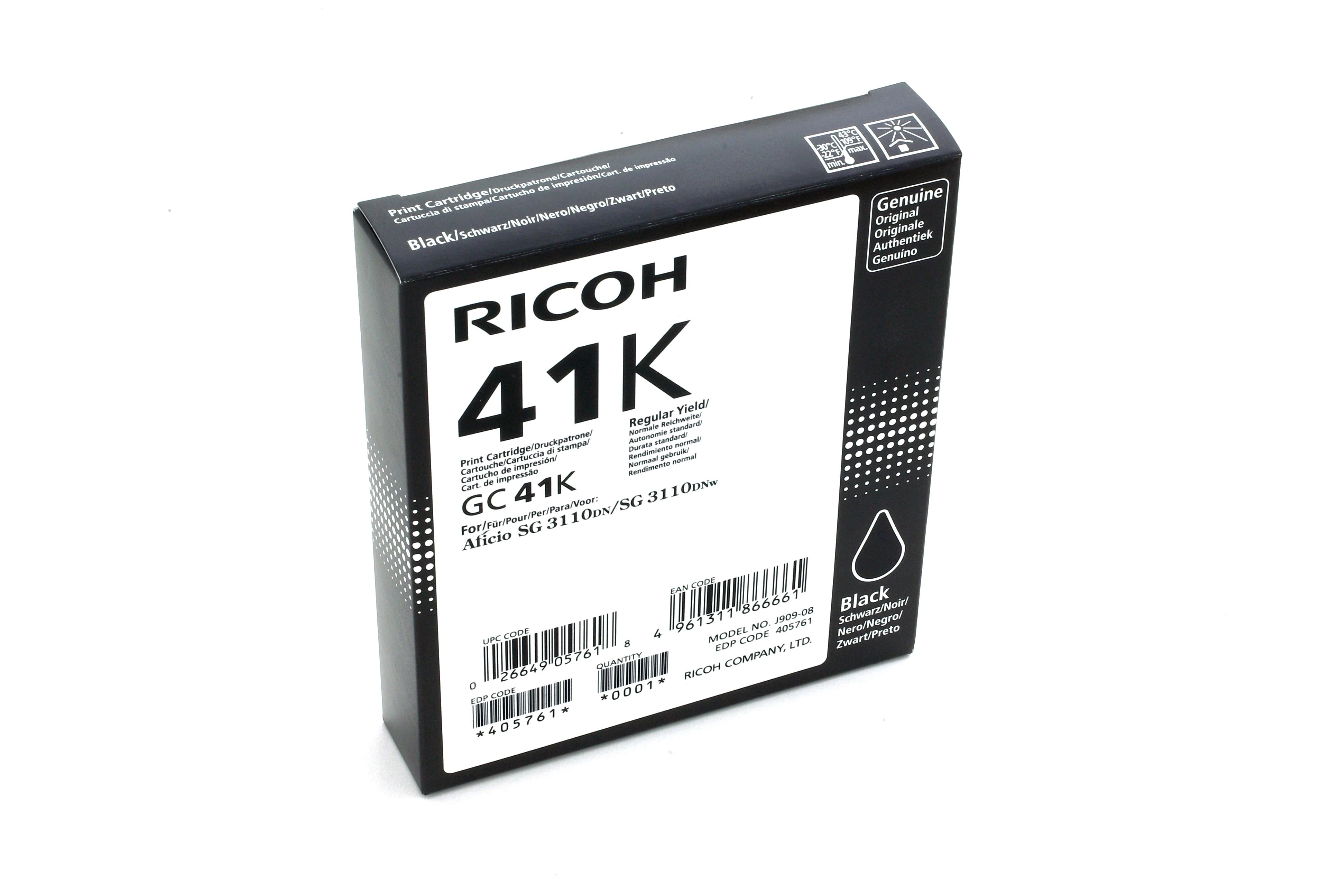 Ricoh GC41K (405761) Rašalinė kasetė, Juoda