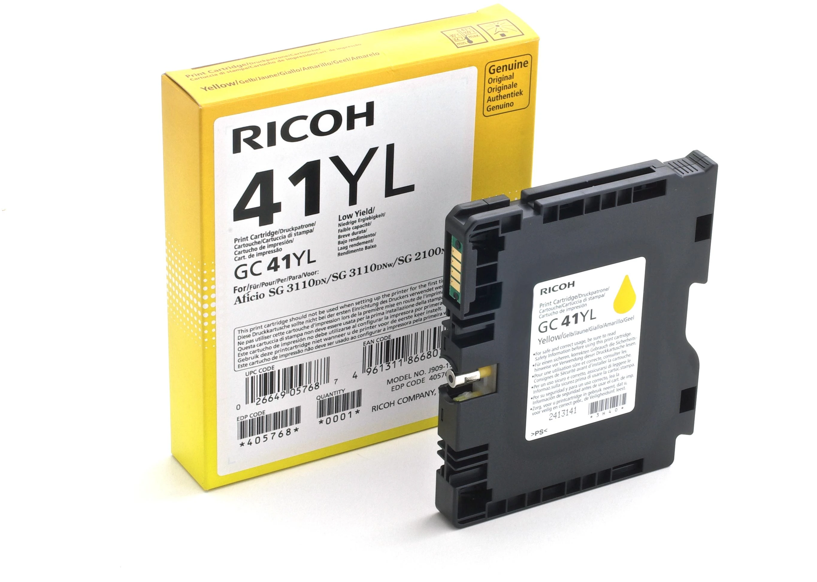 Ricoh GC41 Low (405768), geltona kasetė