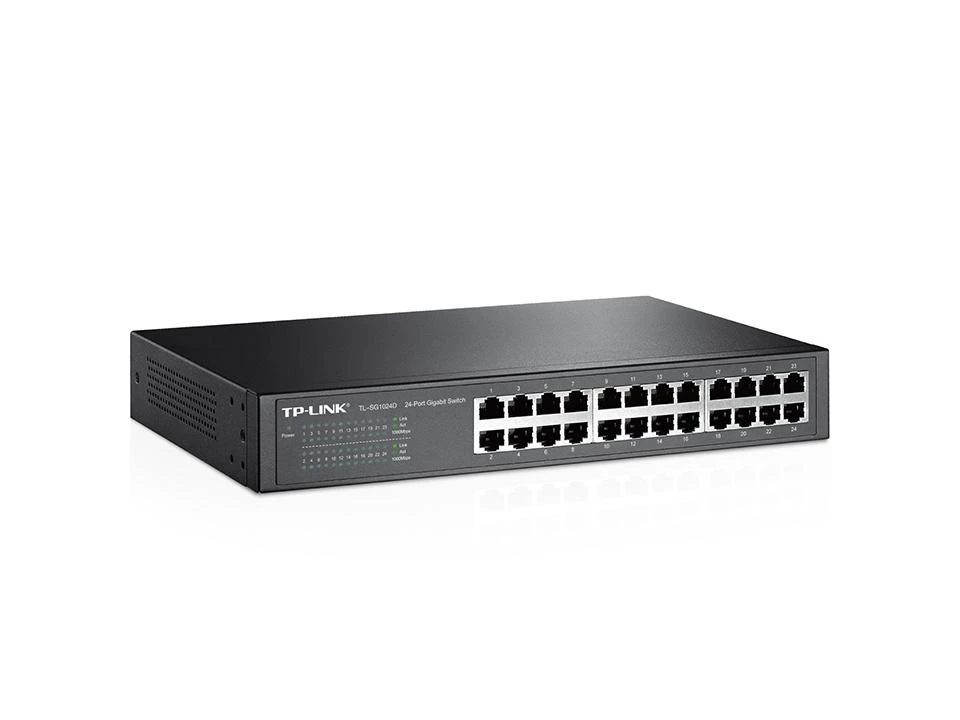 Šakotuvas TP-LINK 24 prievadų gigabito komutatorius, montuojamas į 19 colių stelažą