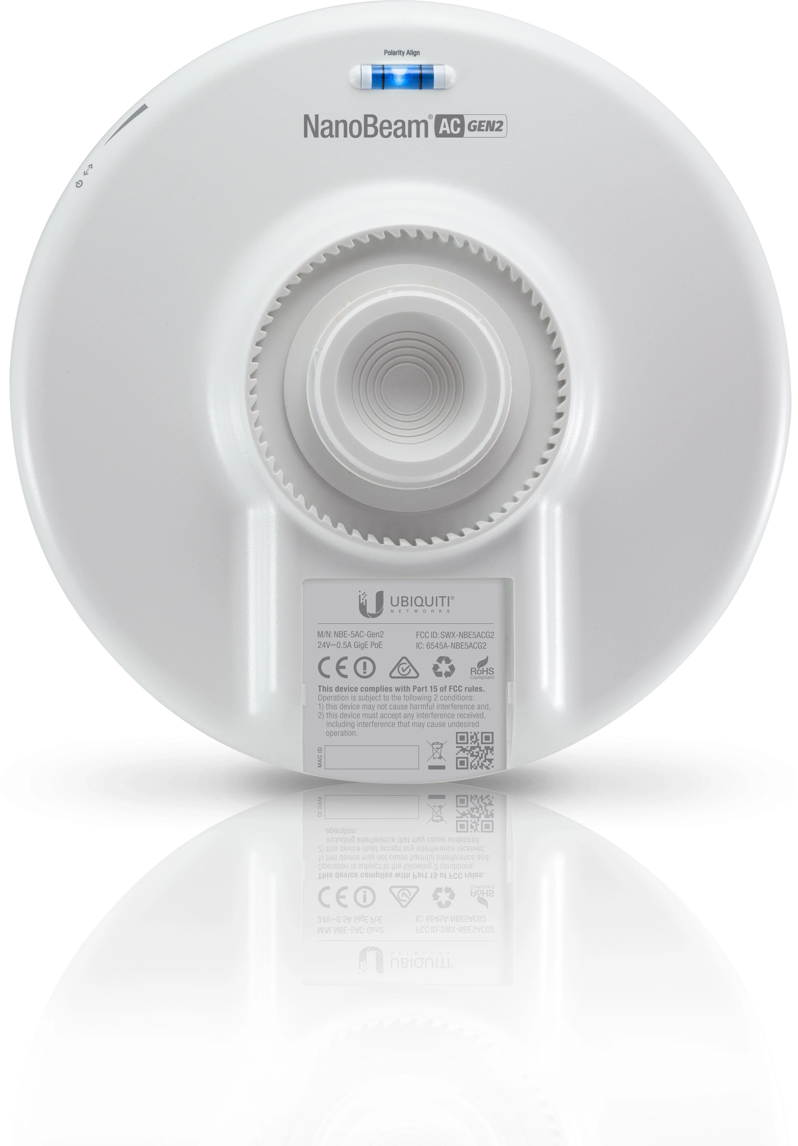 Ubiquiti NanoBeam AC Gen2 Wi-Fi radijas, 5 GHz, 19 dBi, 450+ Mbps, baltas NBE-5AC-GEN2 / UBI-NBE-5AC-GEN2