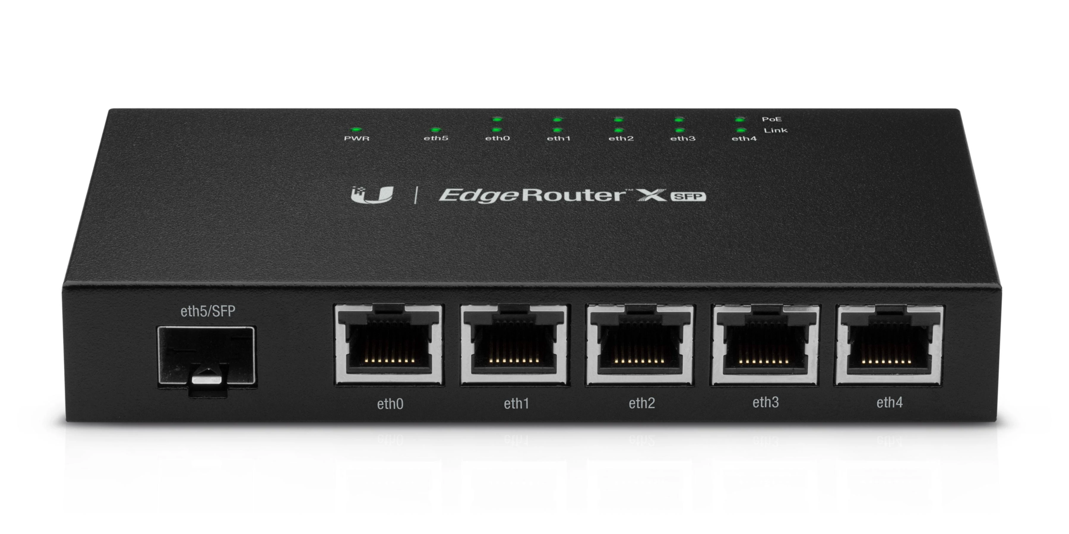 Maršrutizatorius „Ubiquiti EdgeRouter X“, 5 prievadai, SFP, gigabito, pasyvus PoE, Juodas ER-X-SFP / UBI-ER-X-SFP