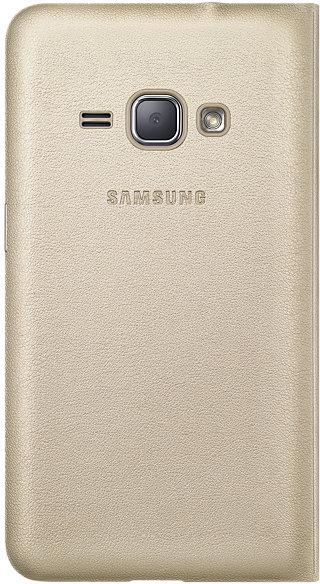 Samsung Galaxy J1 (2016) Flip atverčiamas dėklas - piniginė (Auksinis)