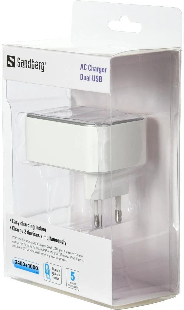 Sandberg AC Charger Dual USB 2.4+1A EU