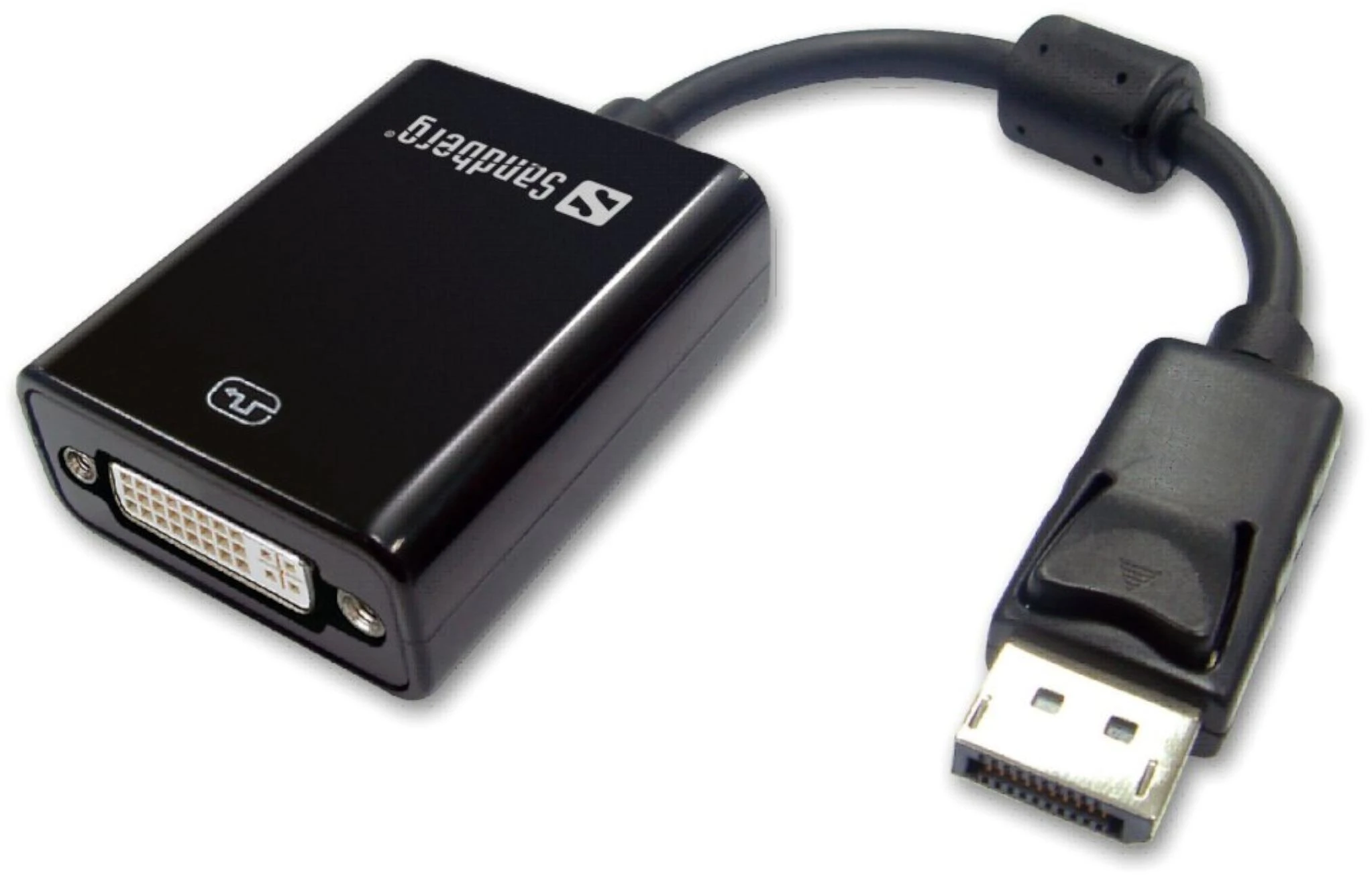 DisplayPort į DVI adapteris su juodu korpusu