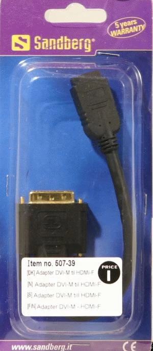 Sandberg DVI-M į HDMI-F adapteris pakuotėje