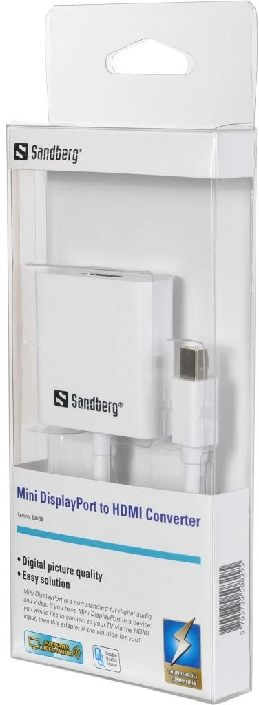 Sandberg MiniDP į HDMI adapteris pakuotėje