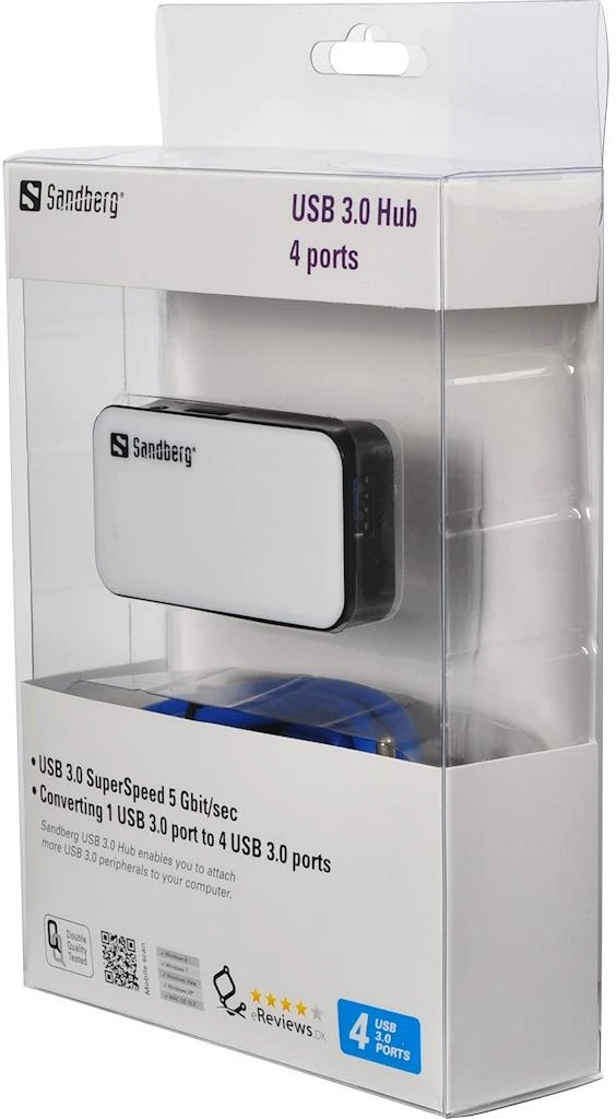 Sandberg USB 3.0 šakotuvas originalioje pakuotėje