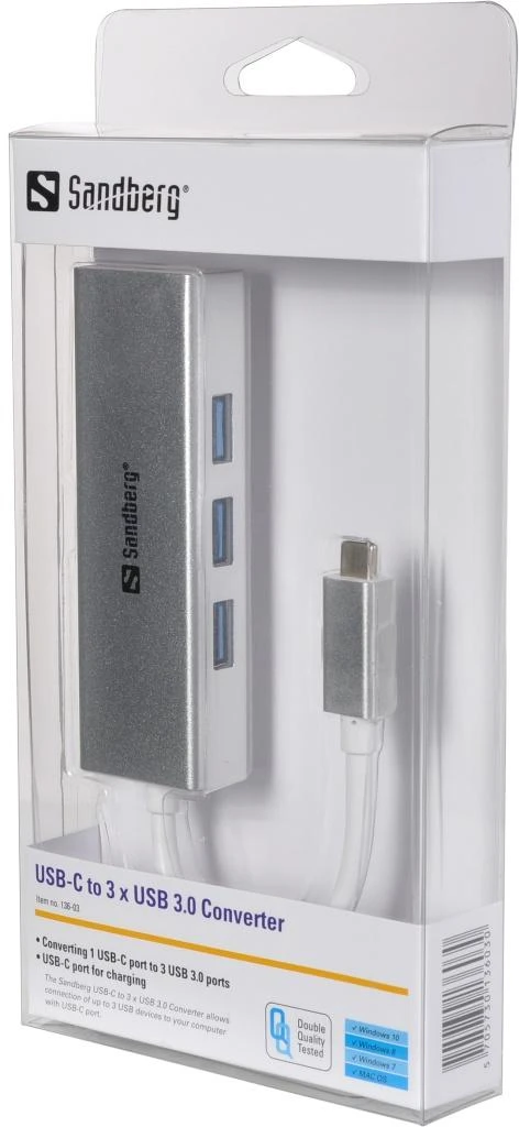 Sandberg USB-C iki 3xUSB 3.0 Hub + PD