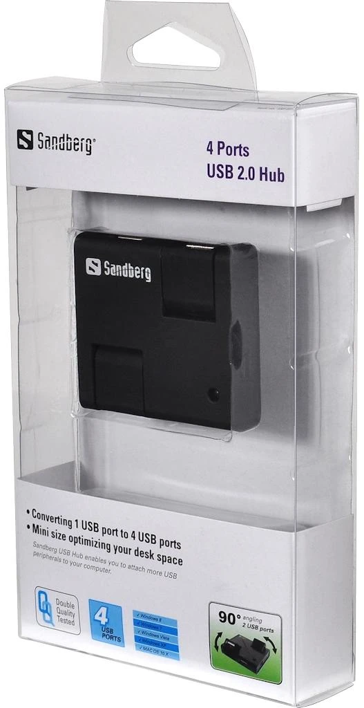 Sandberg USB 2.0 šakotuvas originalioje pakuotėje
