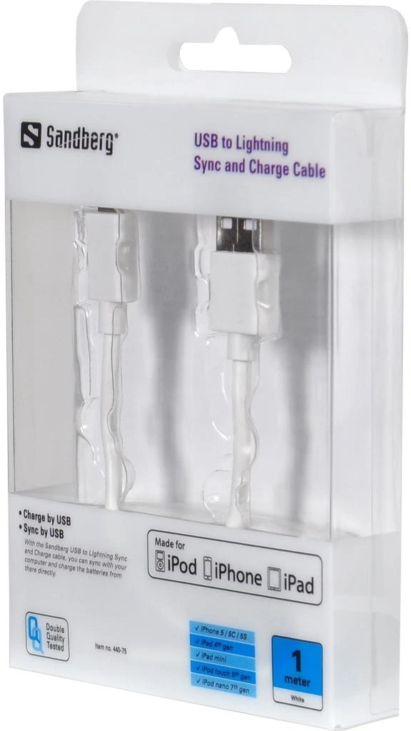 Sandberg USB>Lightning MFI 1m Balta