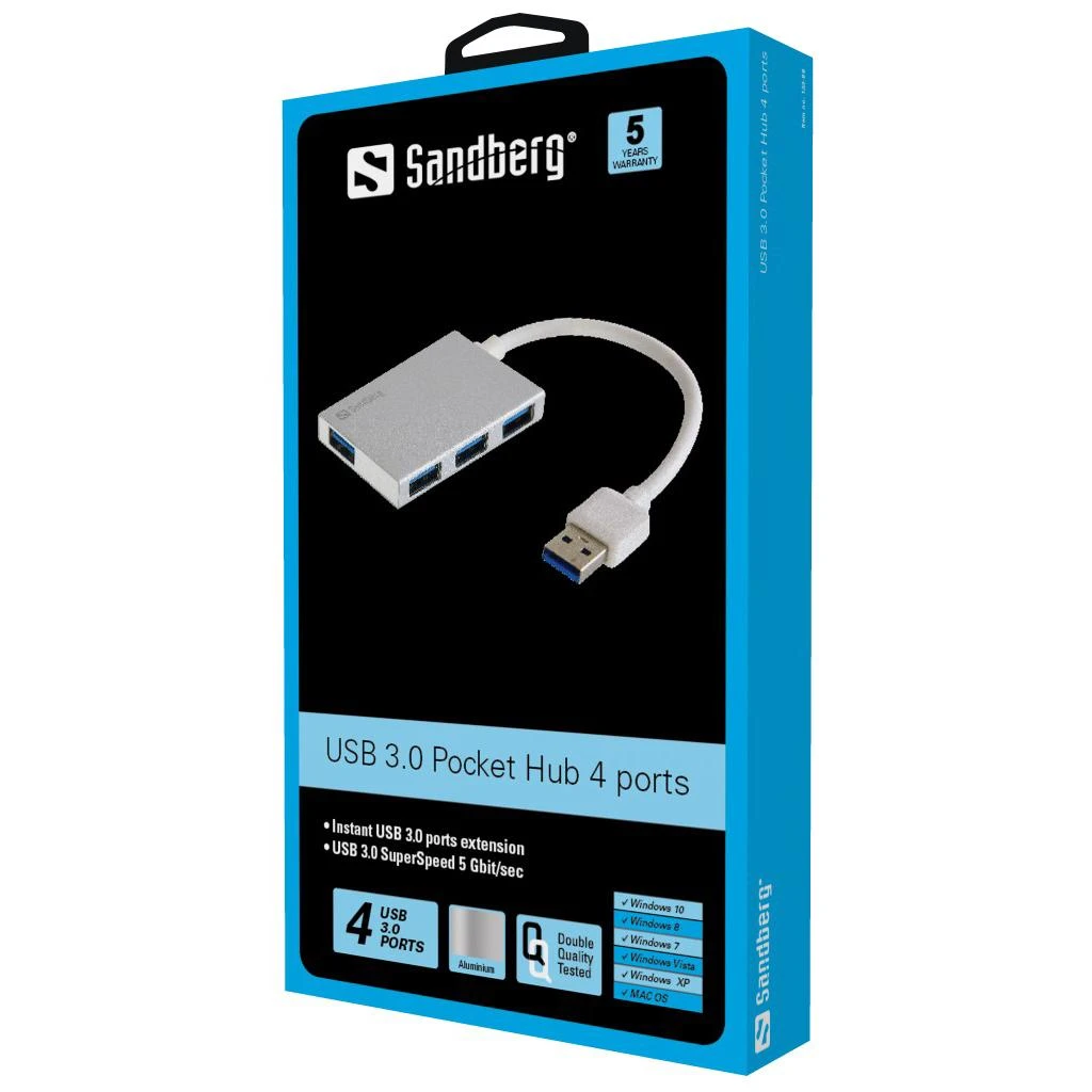 Sandberg USB 3.0 Pocket Hub 4 prievadai
