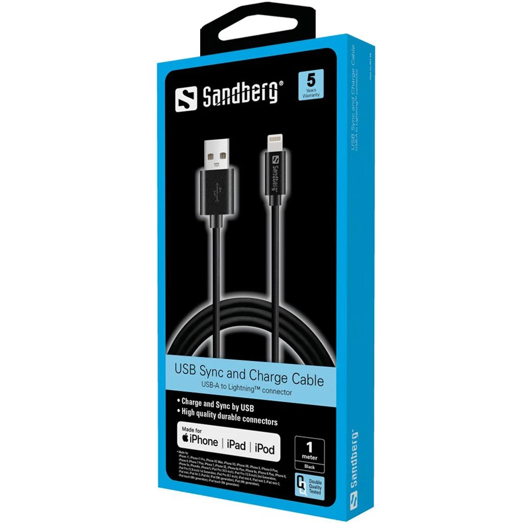 Sandberg USB>Lightning MFI 1m Juodas