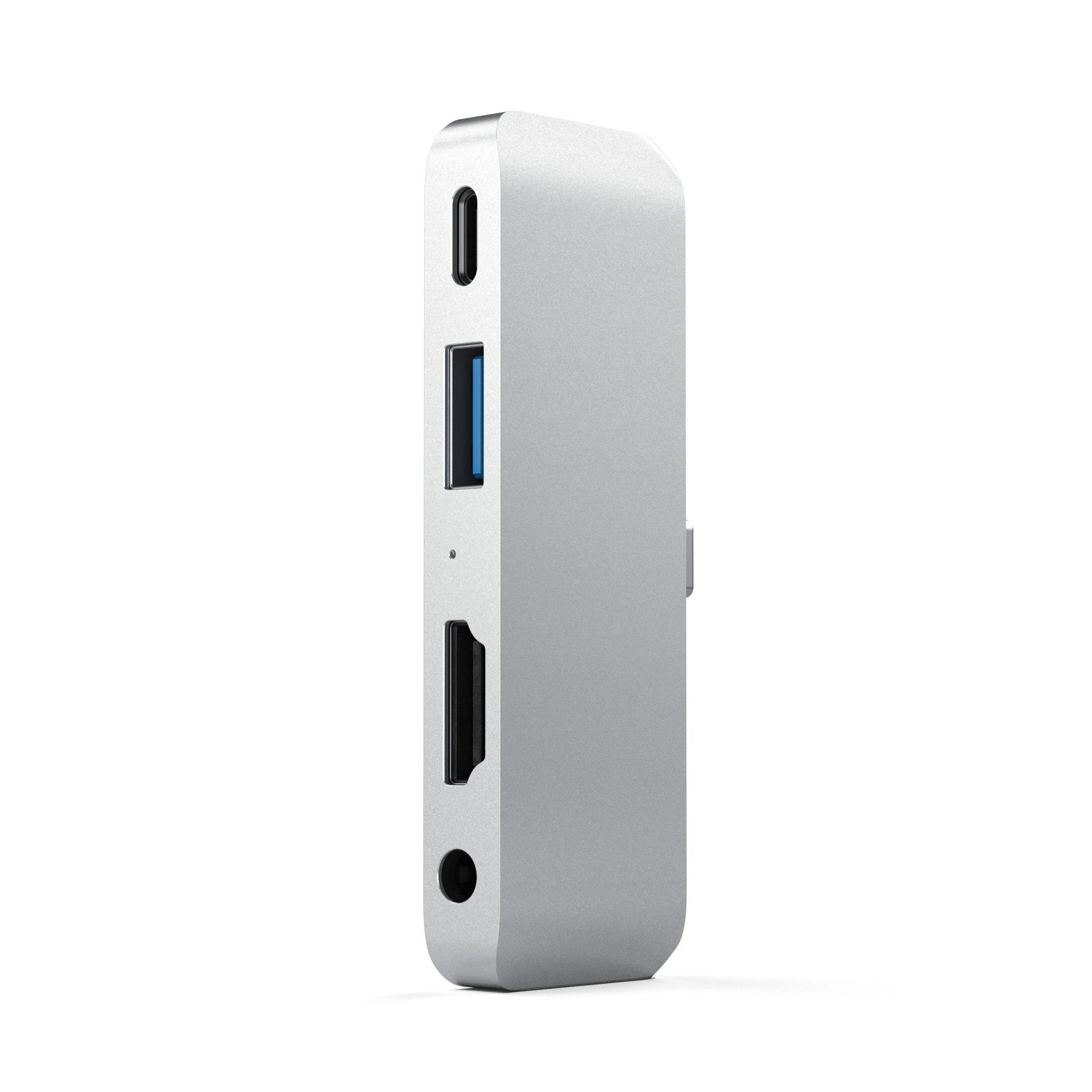 Satechi Aliuminio Mobile Pro Hub USB-C (USB-C 60W, 4K HDMI, USB-A 3.0, jack port) (sidabrinė)