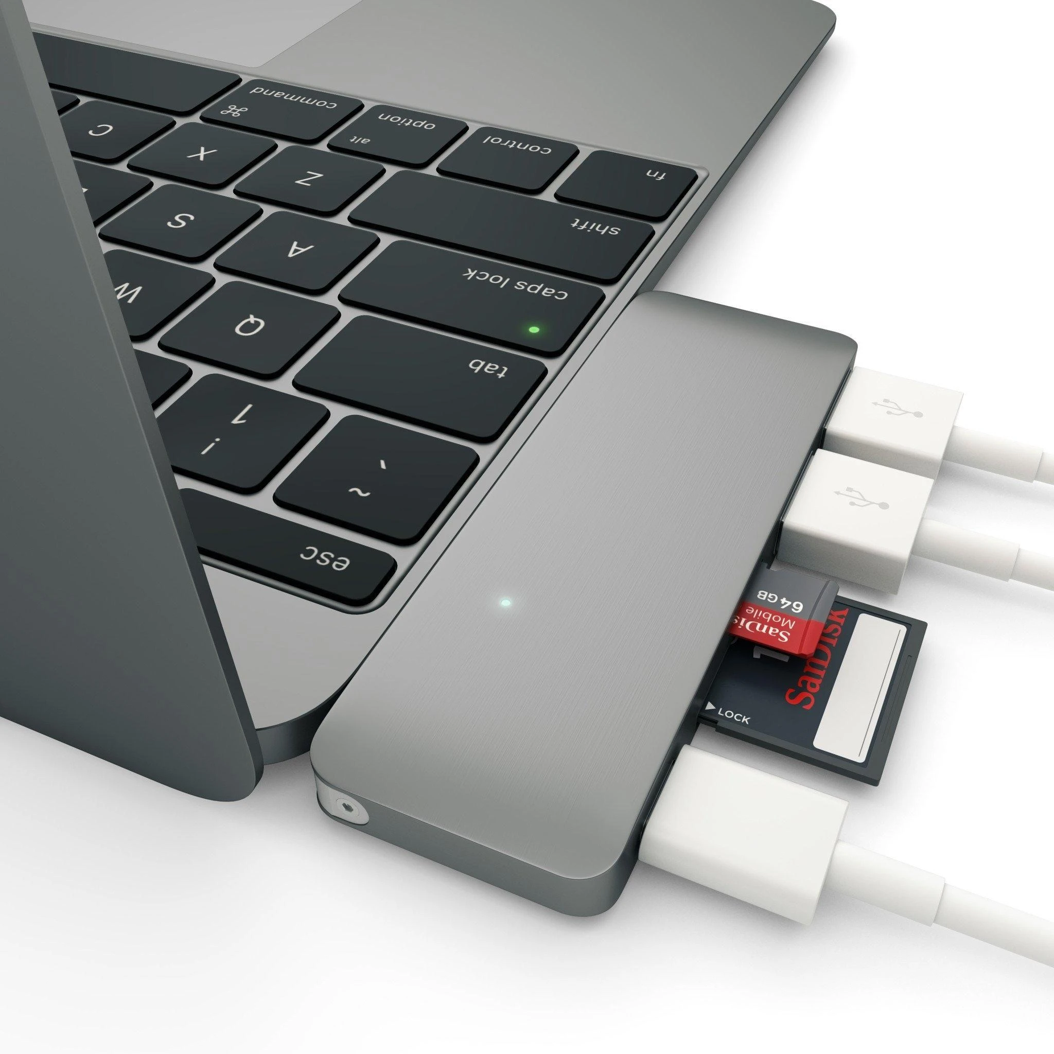 SATECHI Type-C Pass-Through USB šakotuvas su USB-C įkrovimo prievadu, pilka