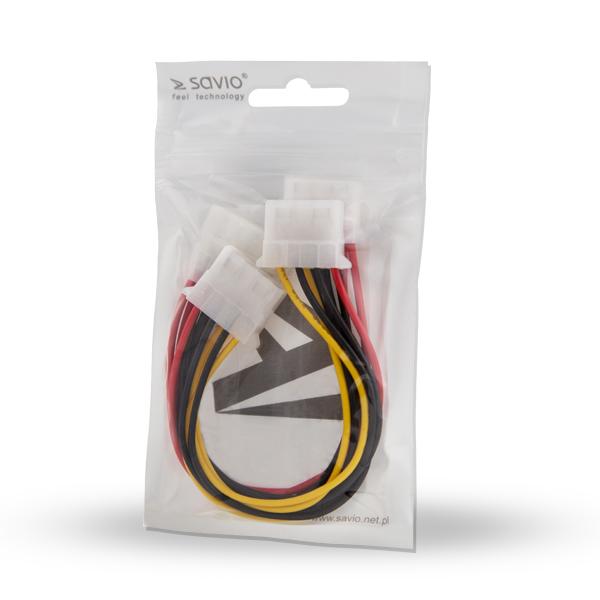 SAVIO maitinimo kabelis MOLEX 4 kontaktų (M) – 3x MOLEX 4 kontaktų (F) AK-16