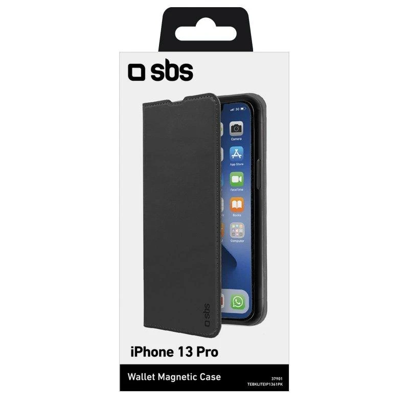 Apple iPhone 13 Pro Wallet PU dėklas, SBS Juodas