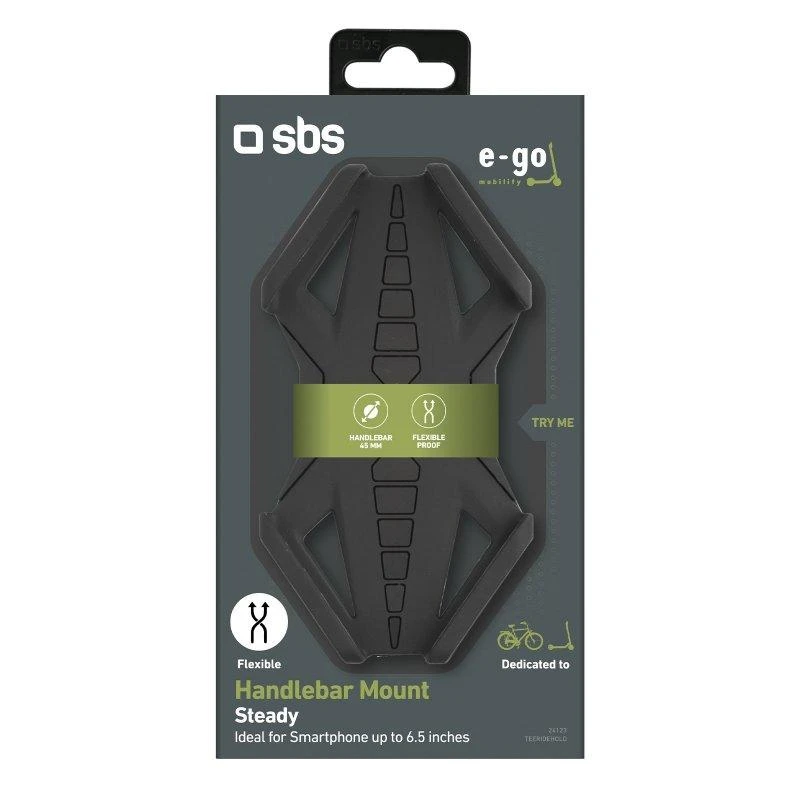 E-Go laikiklis silikonas elektriniam paspirtukui/dviračiui iki 6,5" SBS Juodas