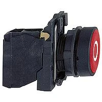 Raudonas valdymo mygtukas 22 mm su kontaktų bloku