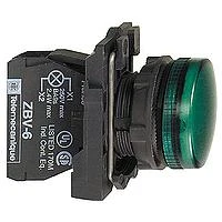 Žalias 22mm LED signalinis žibintas su ZBV-6 bloku