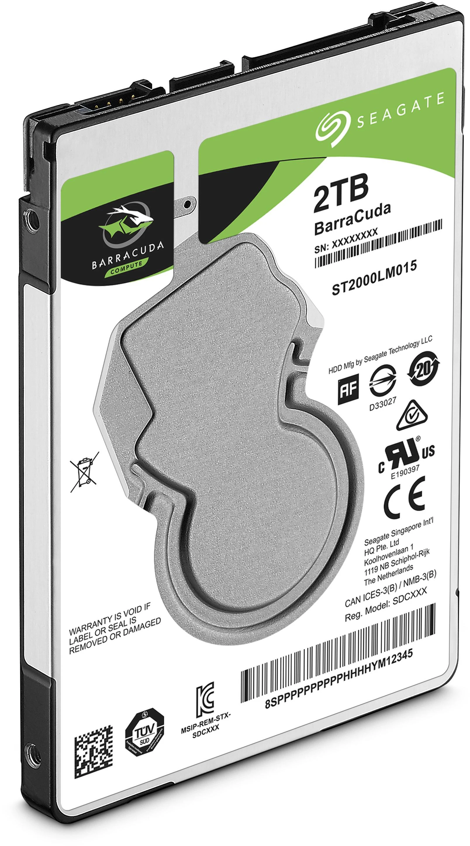 SEAGATE Barracuda 2TB HDD SATA 6Gb/s 5400rpm 2,5" 7mm aukštis 128Mb talpykla BLK