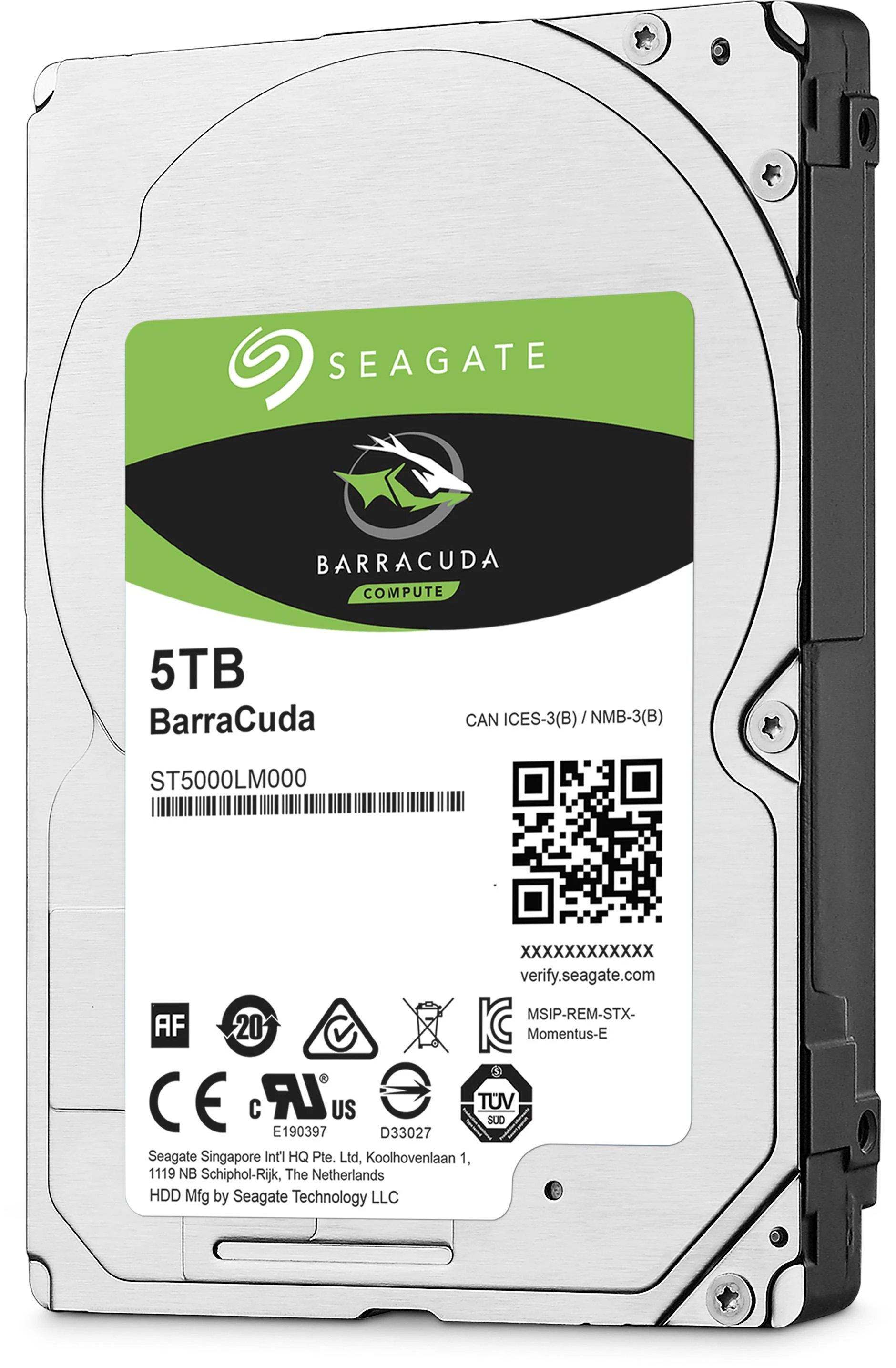 Seagate BarraCuda 5TB 2,5 col., 15mm SATA 6Gb/s – vidinis HDD