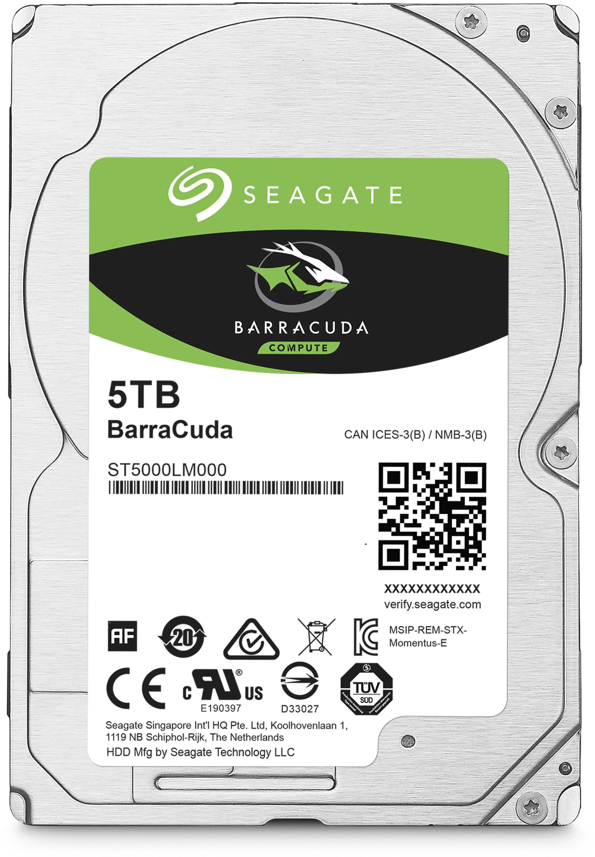 Seagate BarraCuda 5TB 2,5 col., 15mm SATA 6Gb/s – vidinis HDD