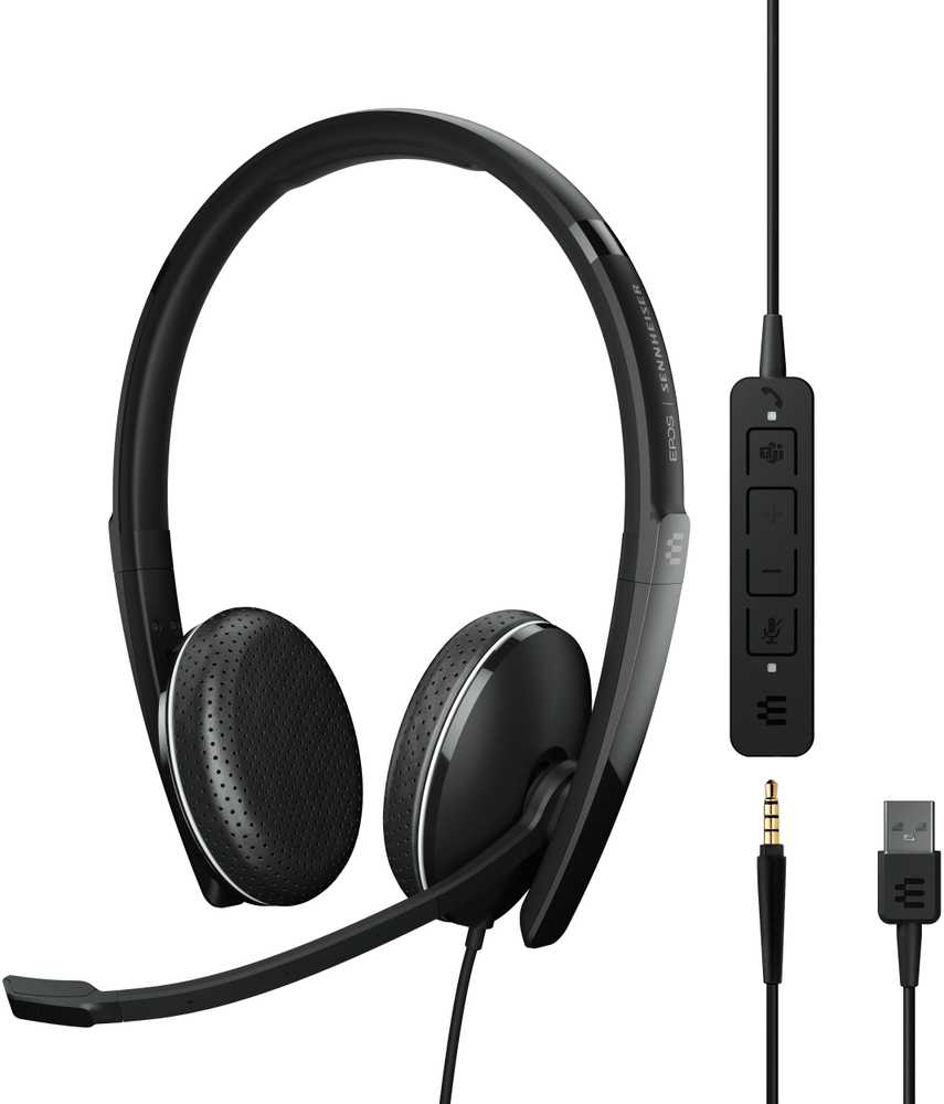 Ausinės EPOS SENNHEISER ADAPT 165T USB II WITH USB-A, 3.5MM JACK WIRED  DOUBLE-SIDED INLINE CALL CONTROL MS | Varle.lt