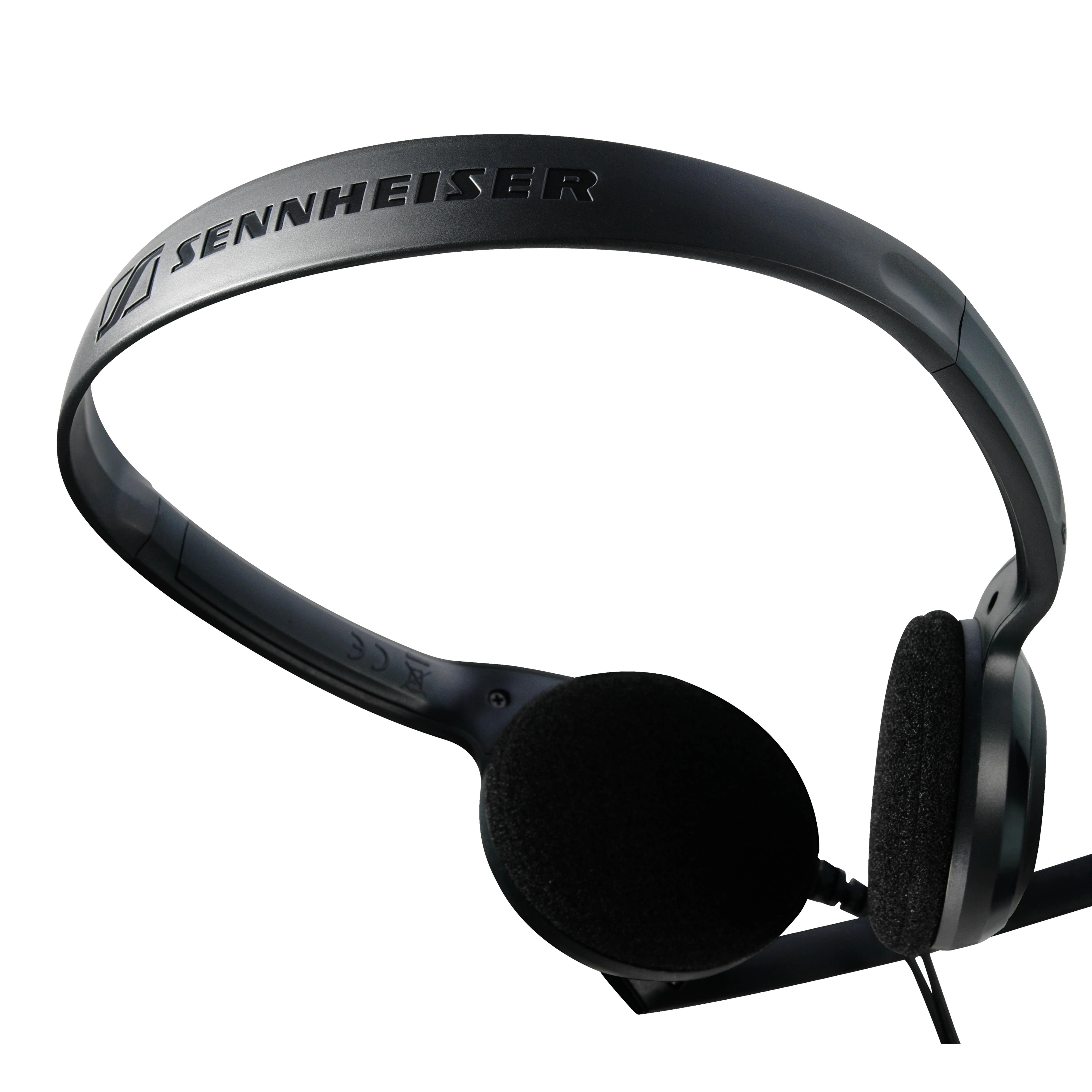 Itin lengvos kompiuterinės ausinės Sennheiser PC 3 CHAT, su mikrofonu, 2x 3.5mm, Juodos