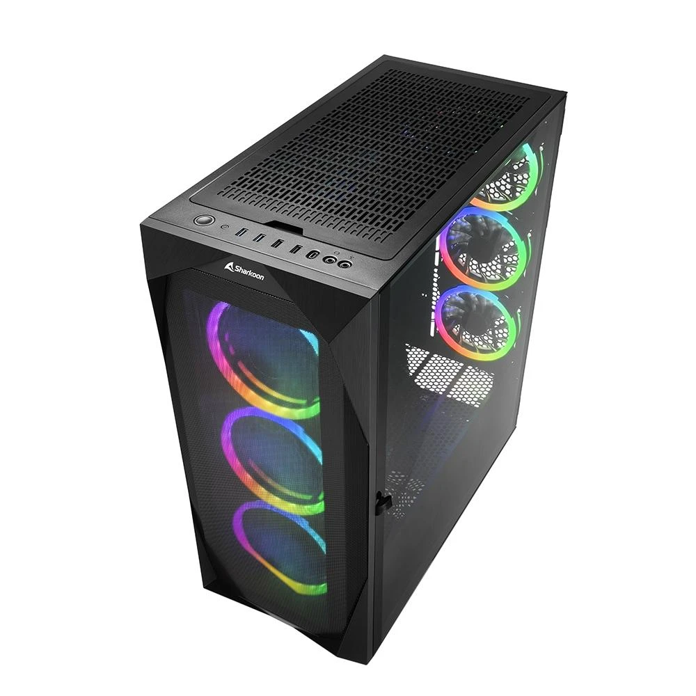 Sharkoon REV300, Tower tipo korpusas - juodas, grūdintas stiklas