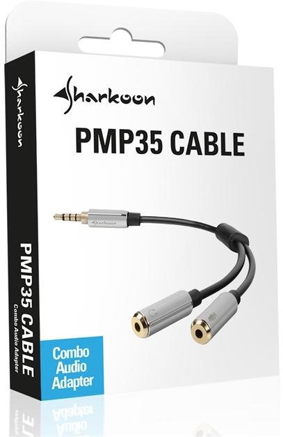Adapteris AV Sharkoon Jack 3,5 mm – Jack 3,5 mm x2 pilka (4044951019632)